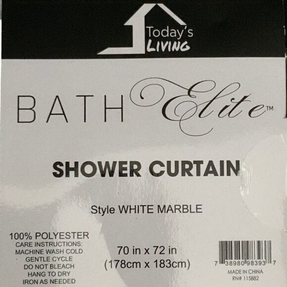 Today’s Living Marble Elite Bath Shower Curtain Easy Care Fabric White G… - Picture 4 of 13
